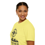 "Seek New Trails" Compass Over Mountains T-Shirt