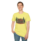 Vintage Cozy Cabin T-Shirt — Faded Pine Tree Cabin Tee
