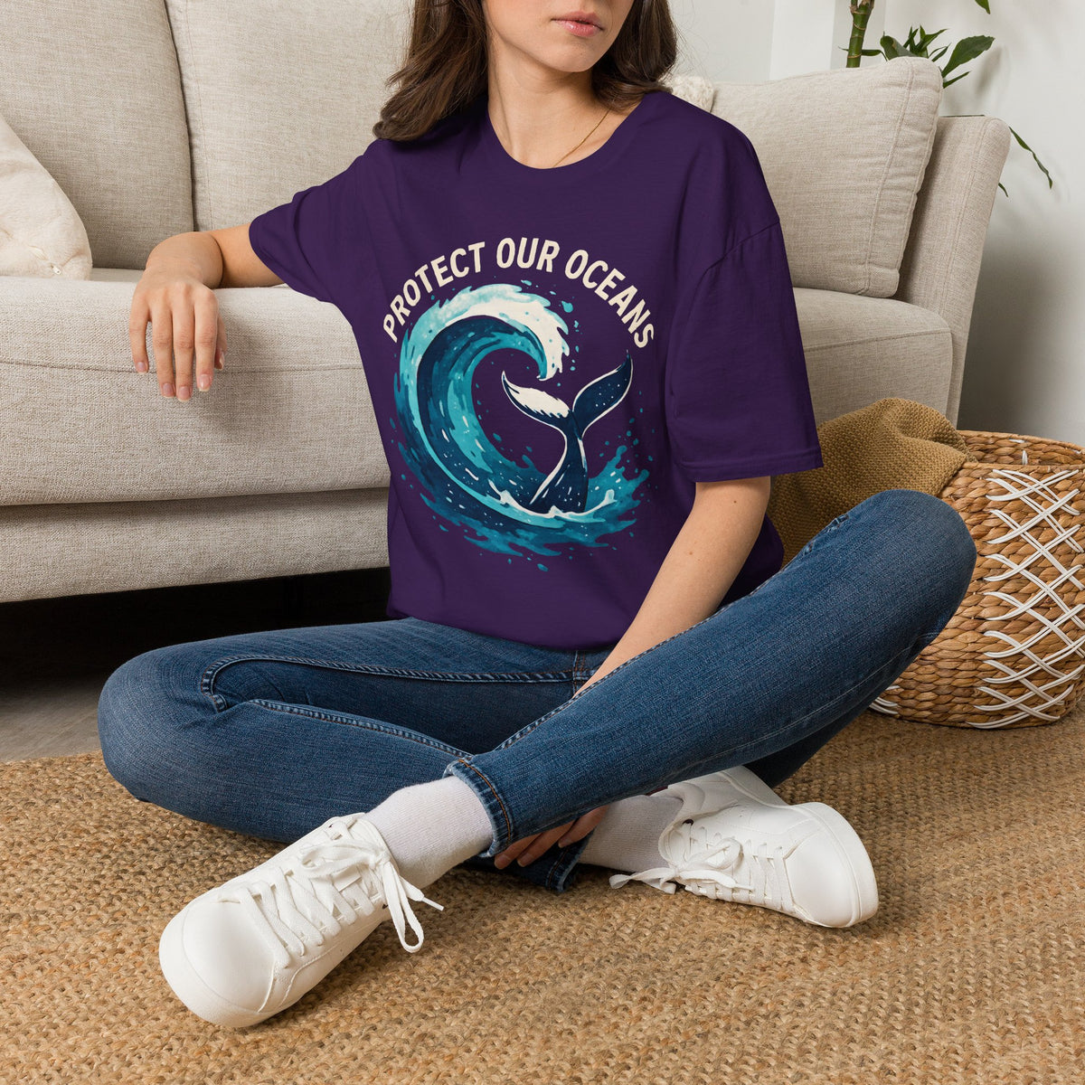 "Protect Our Oceans" Wave Whale Conservation T-Shirt