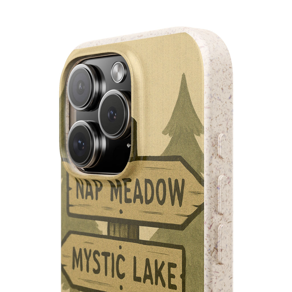 Biodegradable Phone Case — 'Nap Meadow' Mystic Lake Camping Design