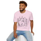 Bear & Pines T-Shirt — Minimal Line Drawing Woodland Tee