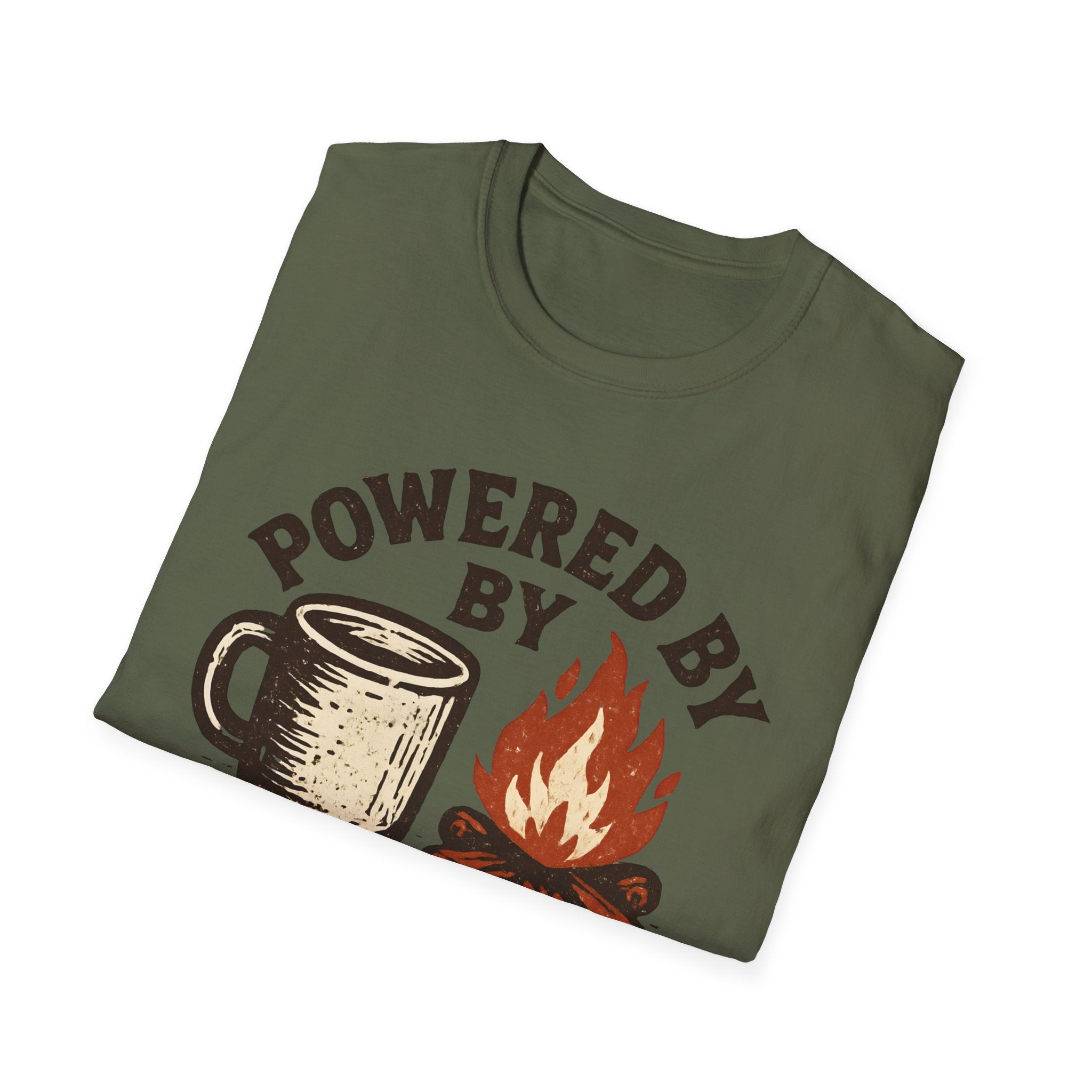 Powered By Coffee And Campfires Vintage Camping T-Shirt