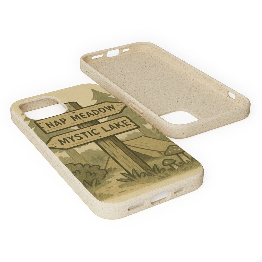 Biodegradable Phone Case — 'Nap Meadow' Mystic Lake Camping Design