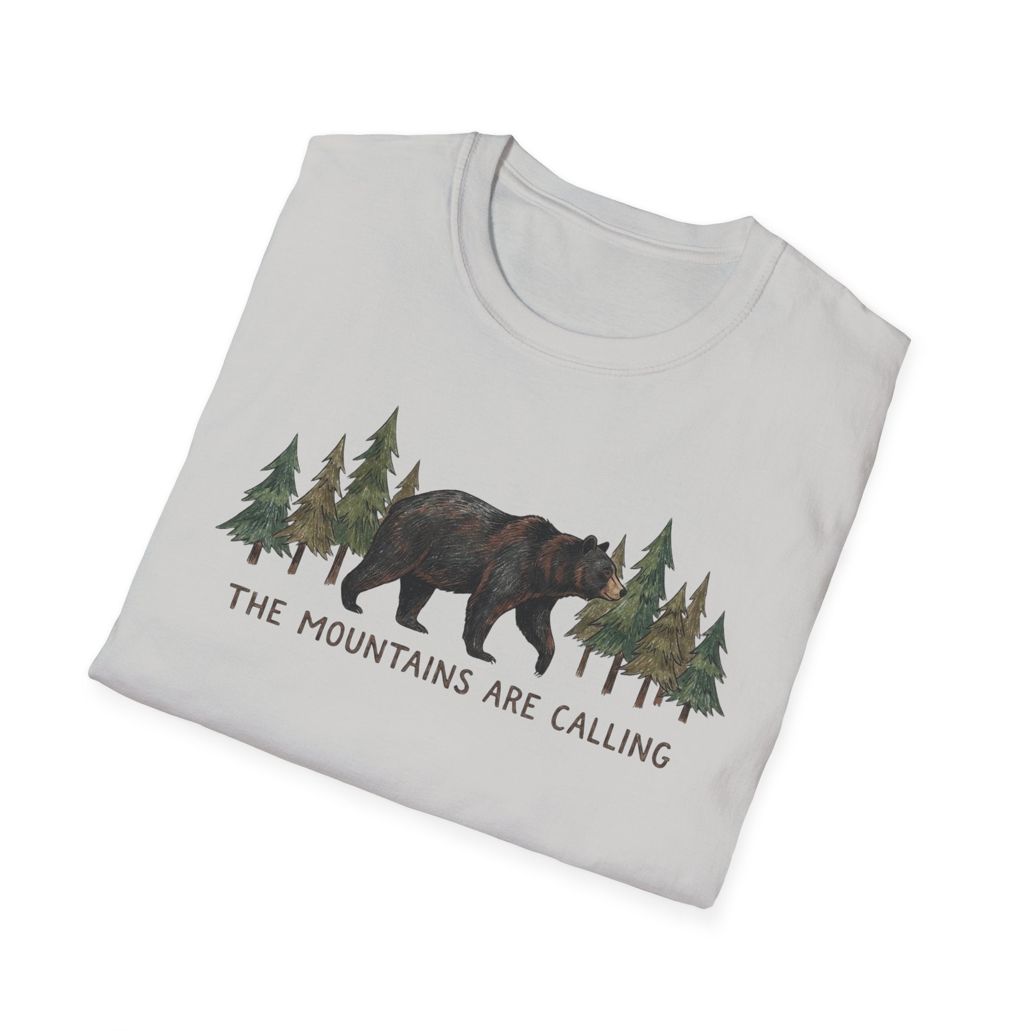 "The Mountains Are Calling" Bear and Pines T-Shirt — Outdoor Graphic Tee