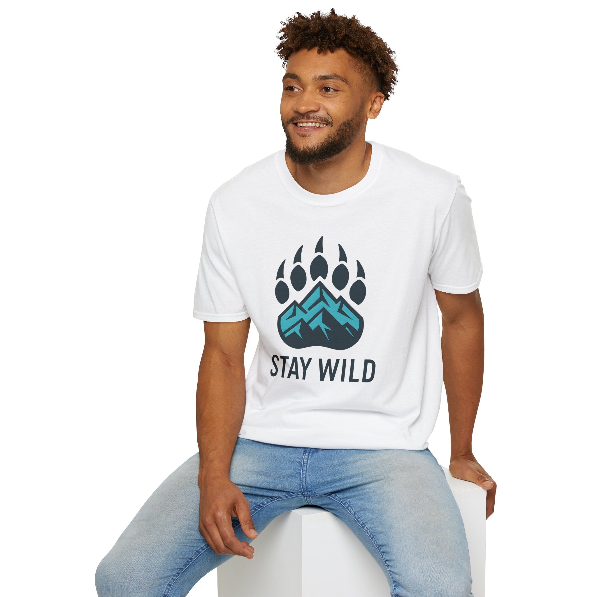 "Stay Wild" Bear Footprint Mountain Emblem T-Shirt