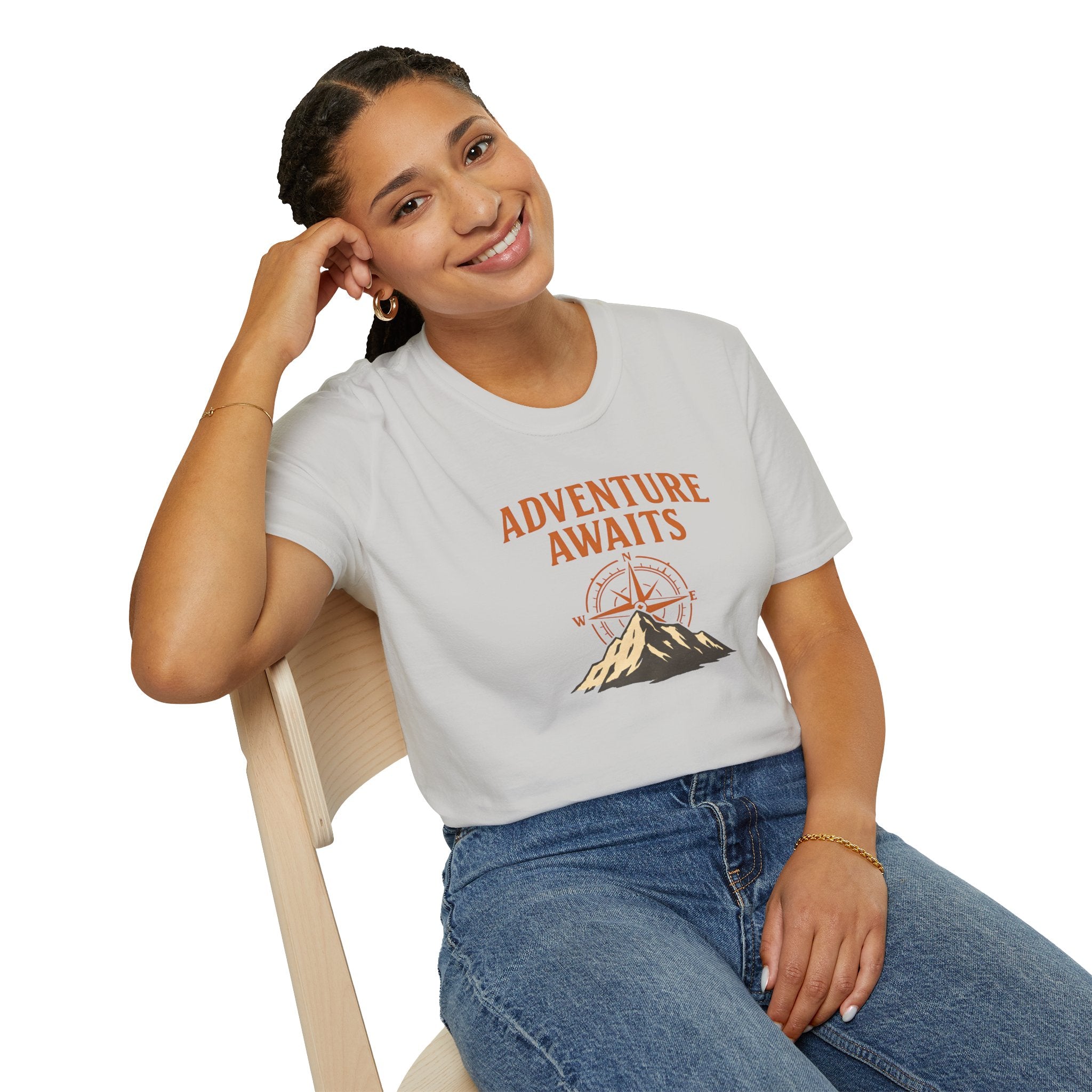 "Adventure Awaits" Compass & Mountain T-Shirt