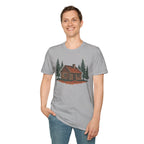 Vintage Cozy Cabin T-Shirt — Faded Pine Tree Cabin Tee