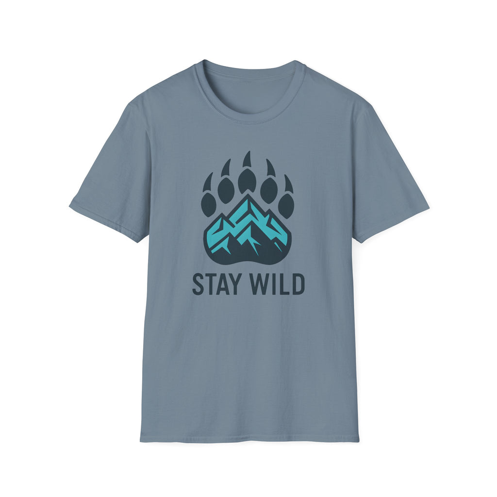 "Stay Wild" Bear Footprint Mountain Emblem T-Shirt