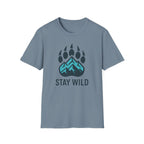 "Stay Wild" Bear Footprint Mountain Emblem T-Shirt