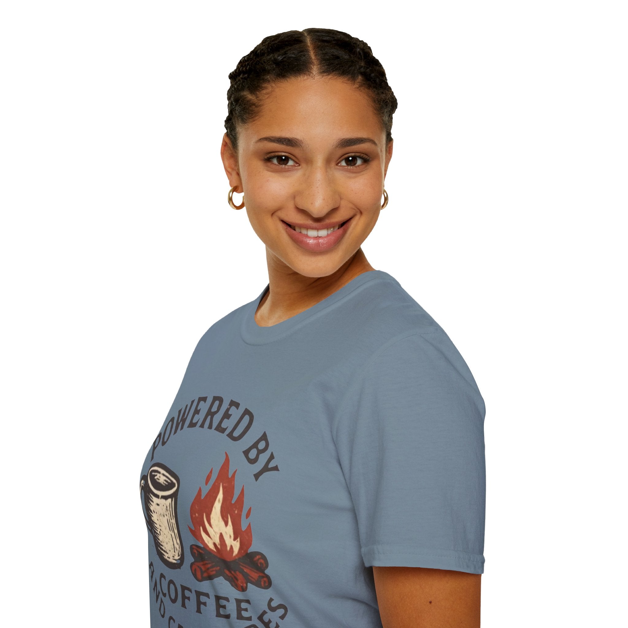 Powered By Coffee And Campfires Vintage Camping T-Shirt