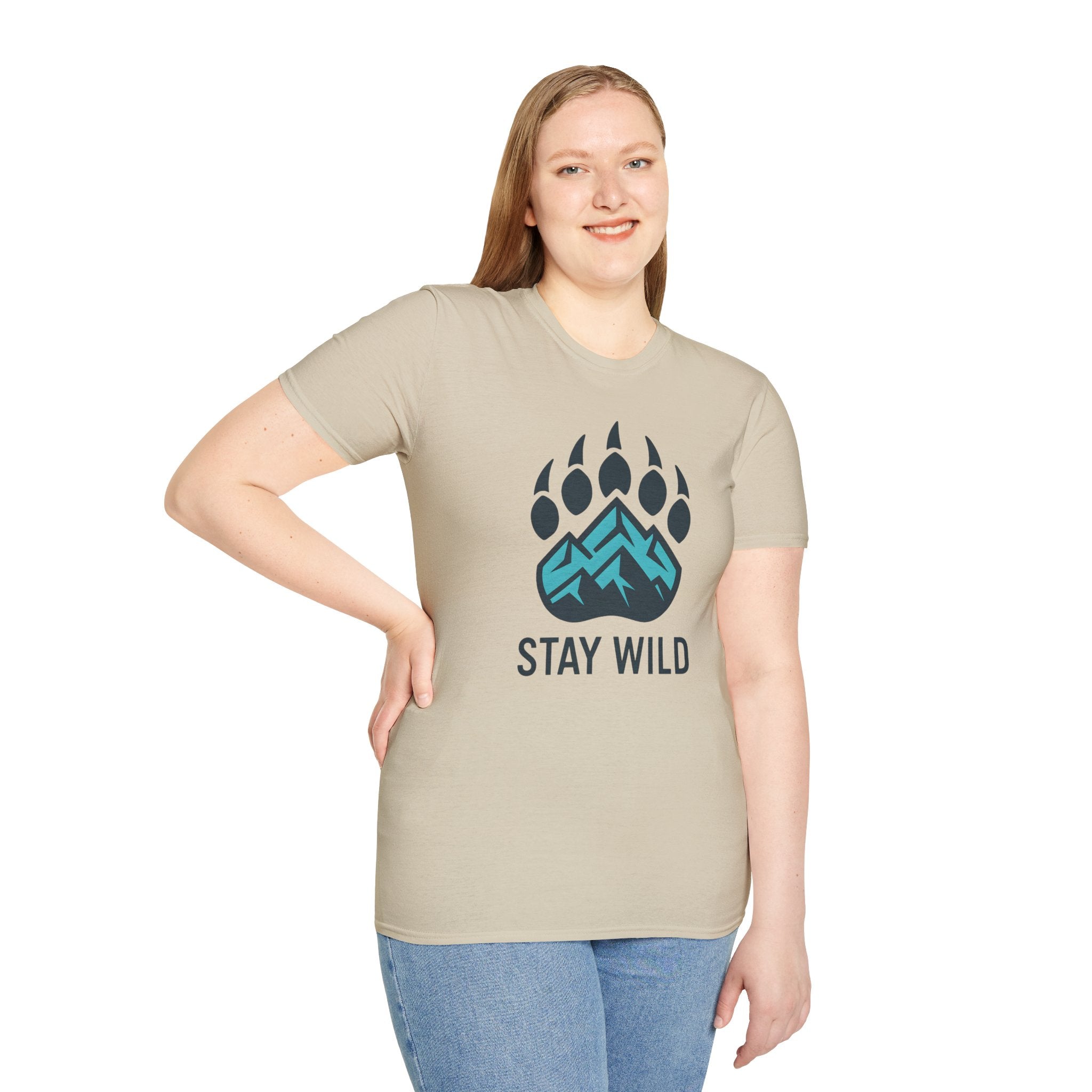 "Stay Wild" Bear Footprint Mountain Emblem T-Shirt