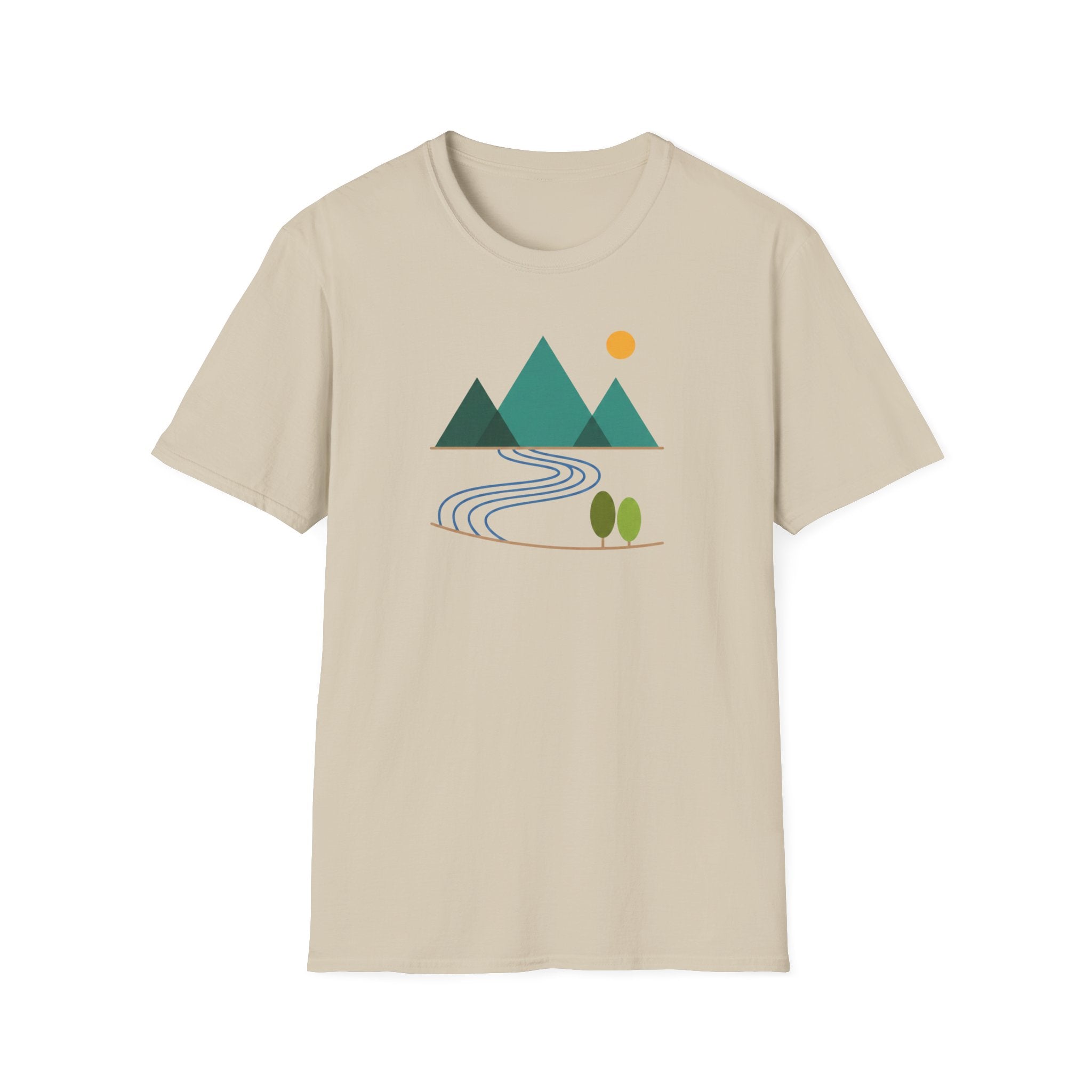 Minimal Mountain River T-Shirt — Nature Graphic Tee