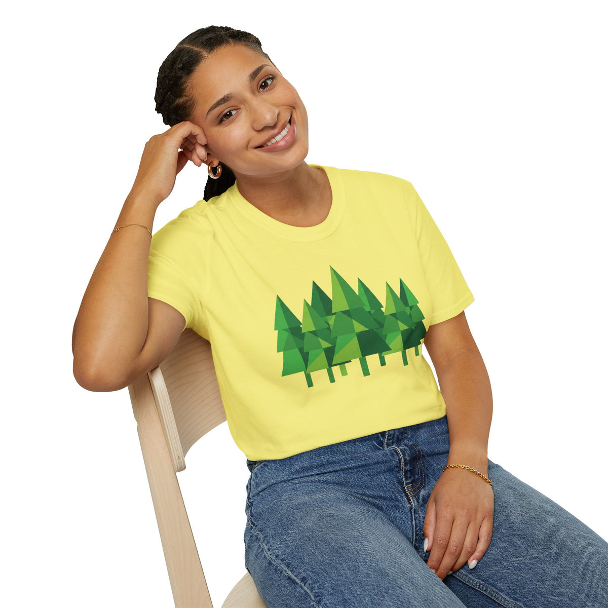 Forest Graphic T-Shirt — Minimal Green Pine Trees Tee