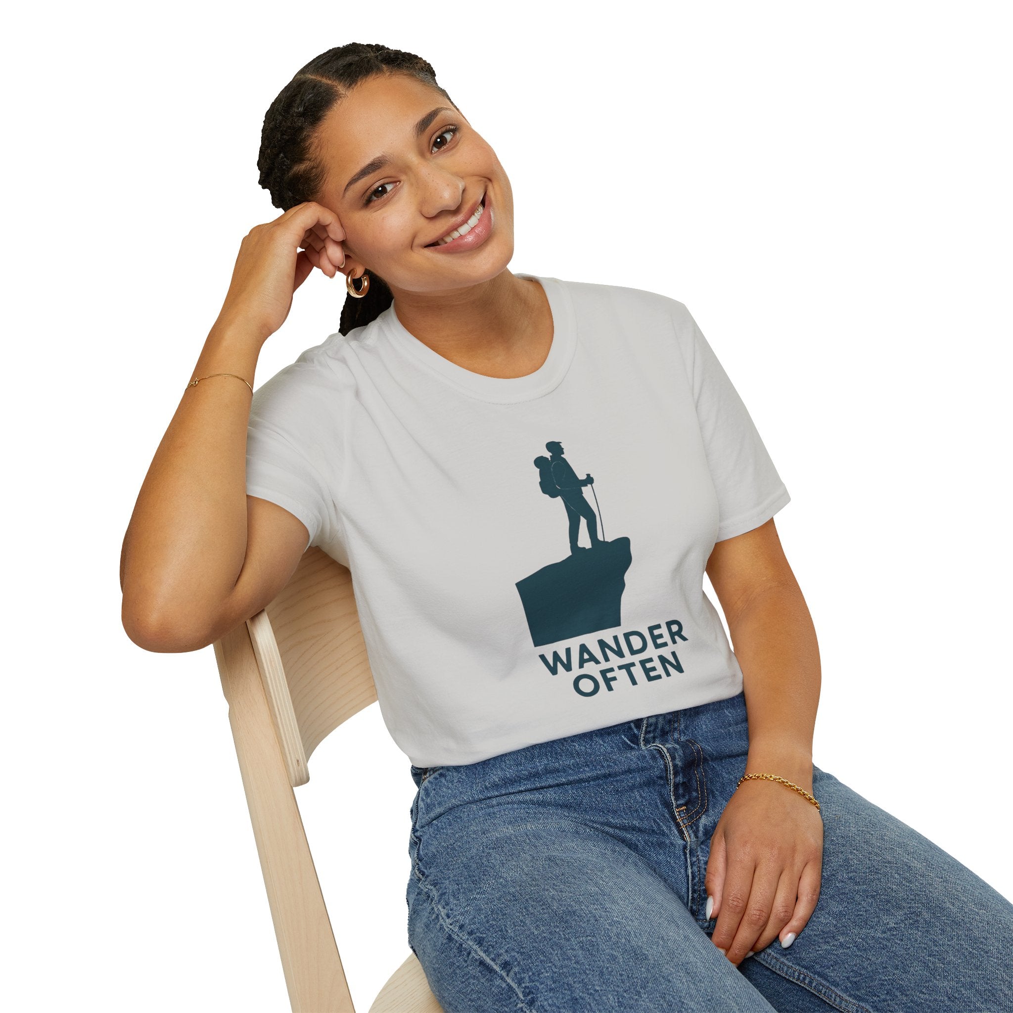"Wander Often" Hiker on Cliff T-Shirt
