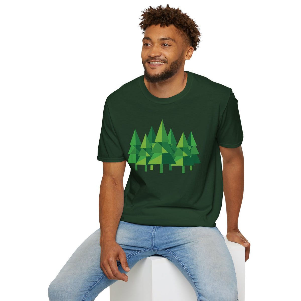 Forest Graphic T-Shirt — Minimal Green Pine Trees Tee