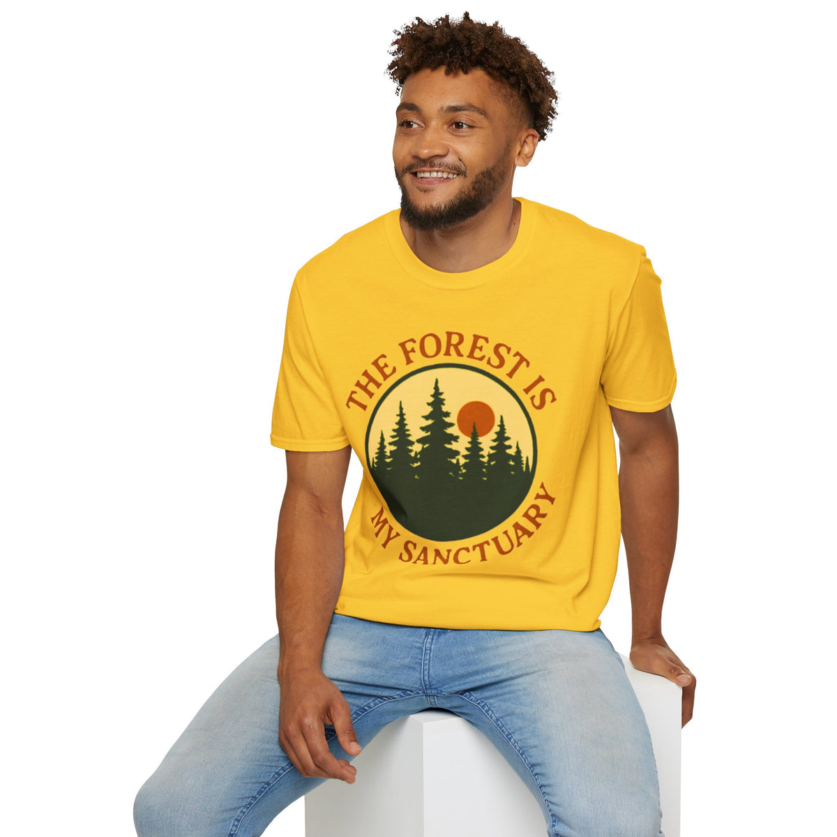 "The Forest Is My Sanctuary" Pines Sunset Graphic Tee Shirt