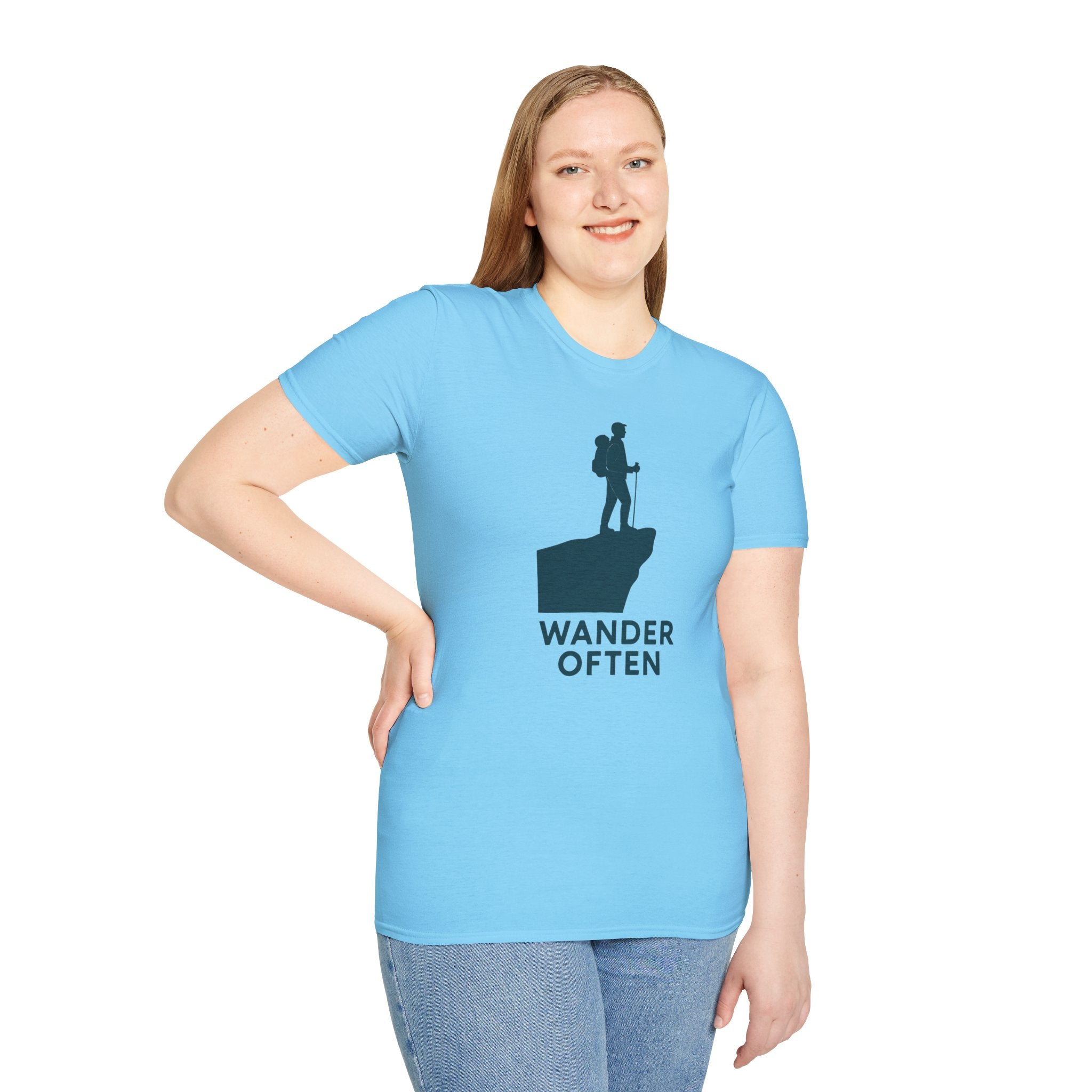 "Wander Often" Hiker on Cliff T-Shirt