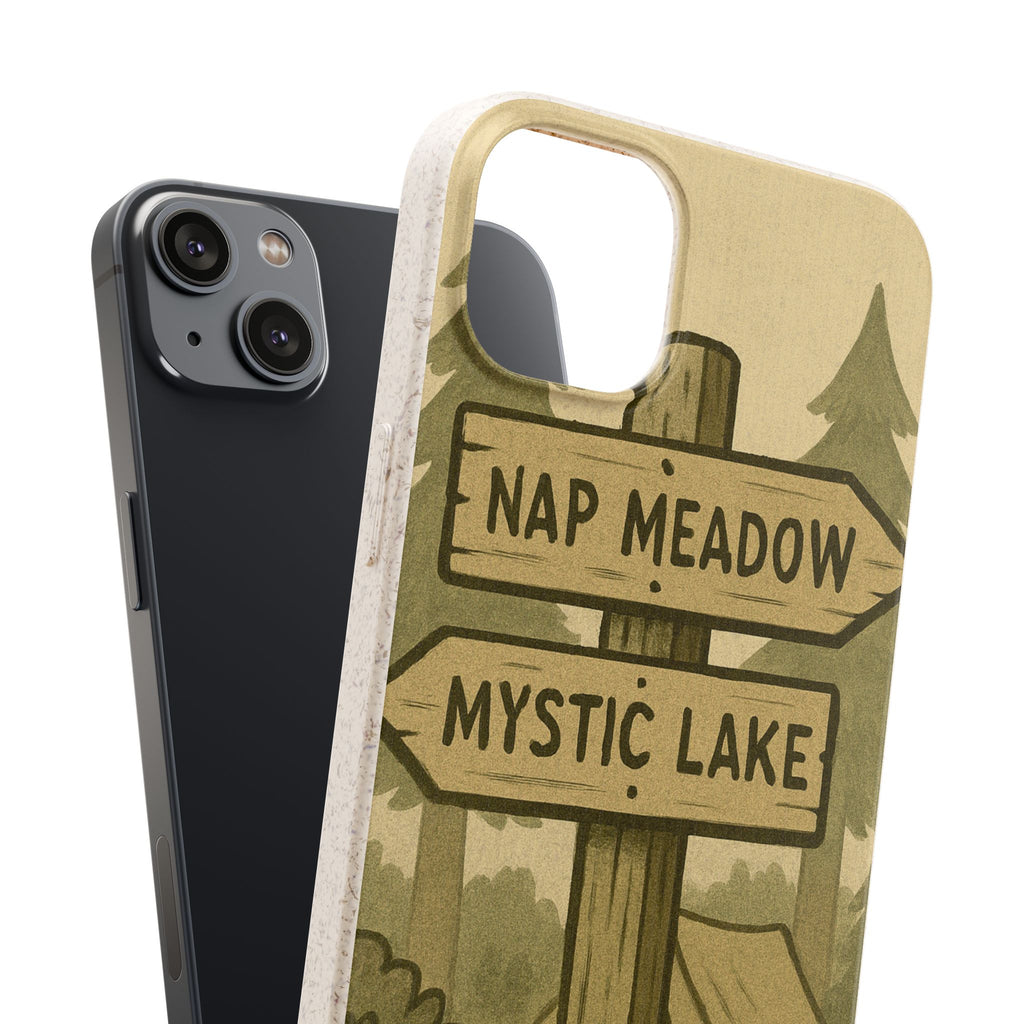 Biodegradable Phone Case — 'Nap Meadow' Mystic Lake Camping Design
