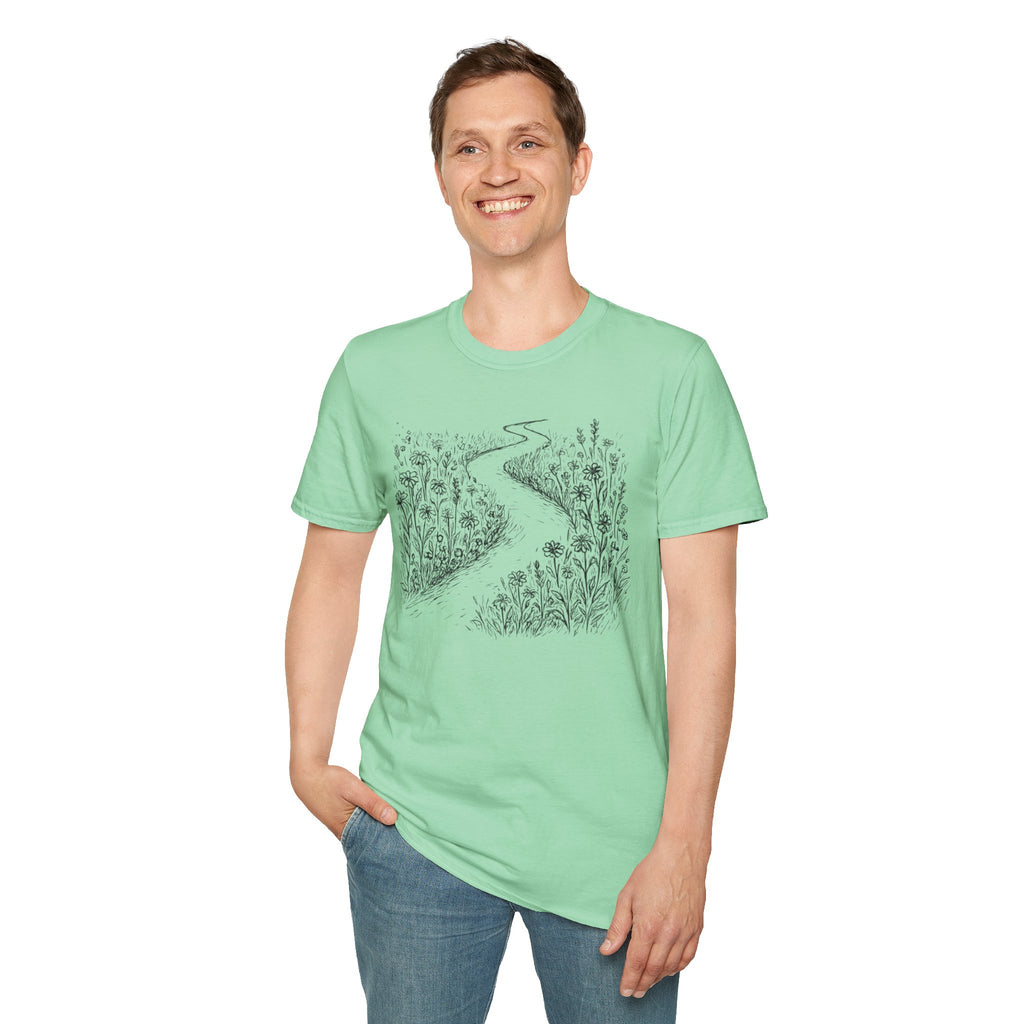 Winding Path Through The Meadow Floral T-Shirt
