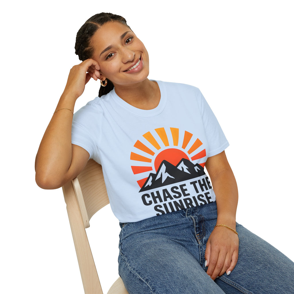 Chase The Sunrise Mountain T-Shirt — Sunrise & Peaks Graphic Tee