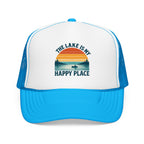 Lake Is My Happy Place Trucker Hat — Vintage Sunset Fishing Foam Cap