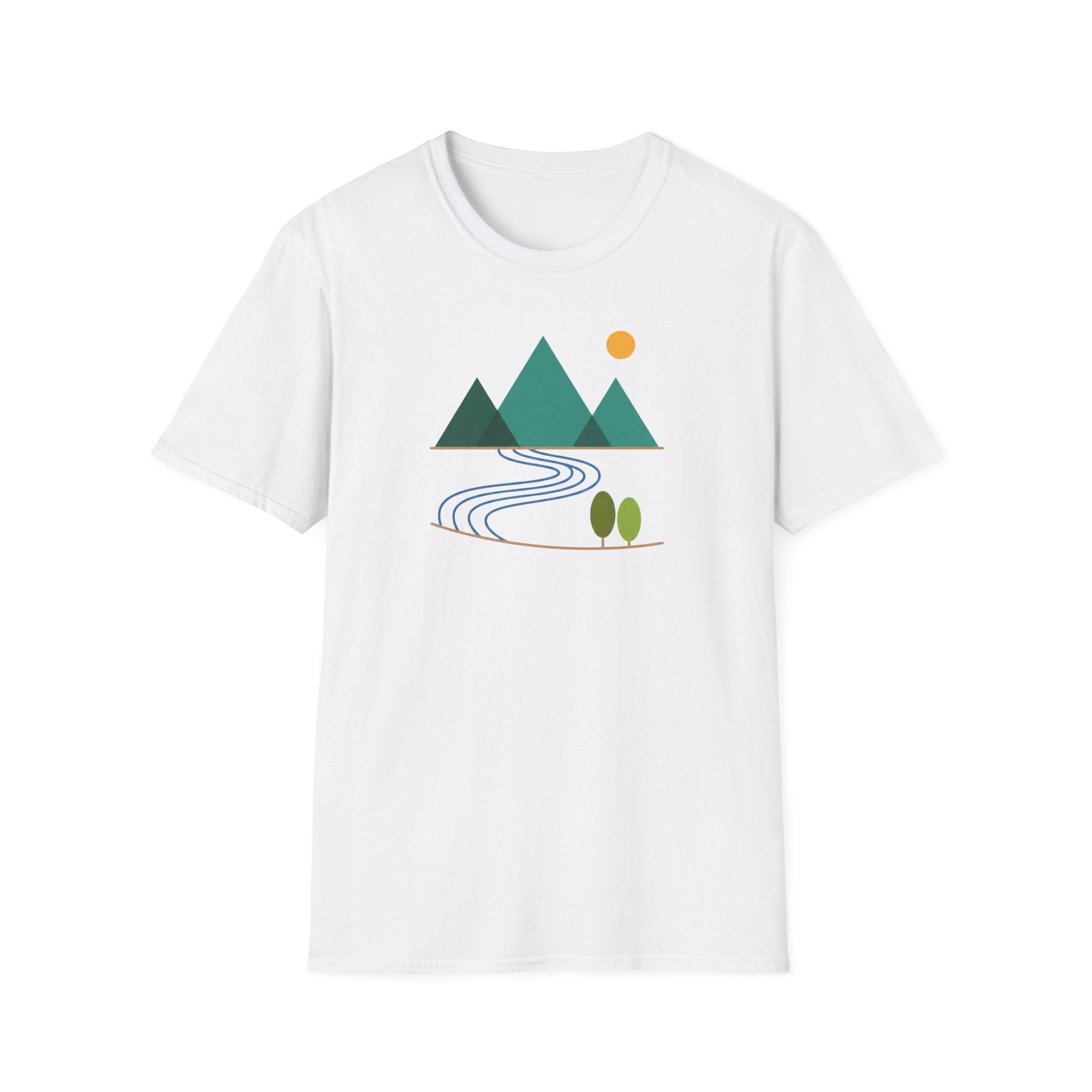 Minimal Mountain River T-Shirt — Nature Graphic Tee