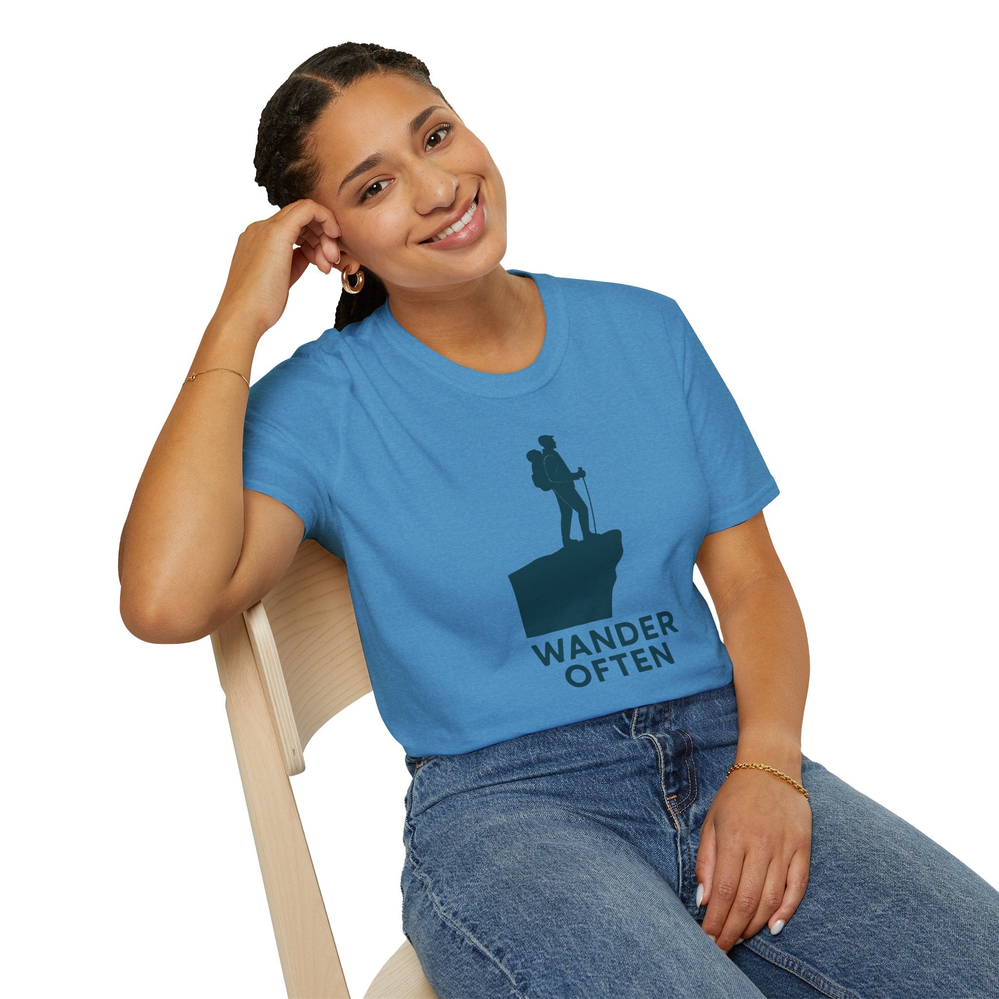 "Wander Often" Hiker on Cliff T-Shirt