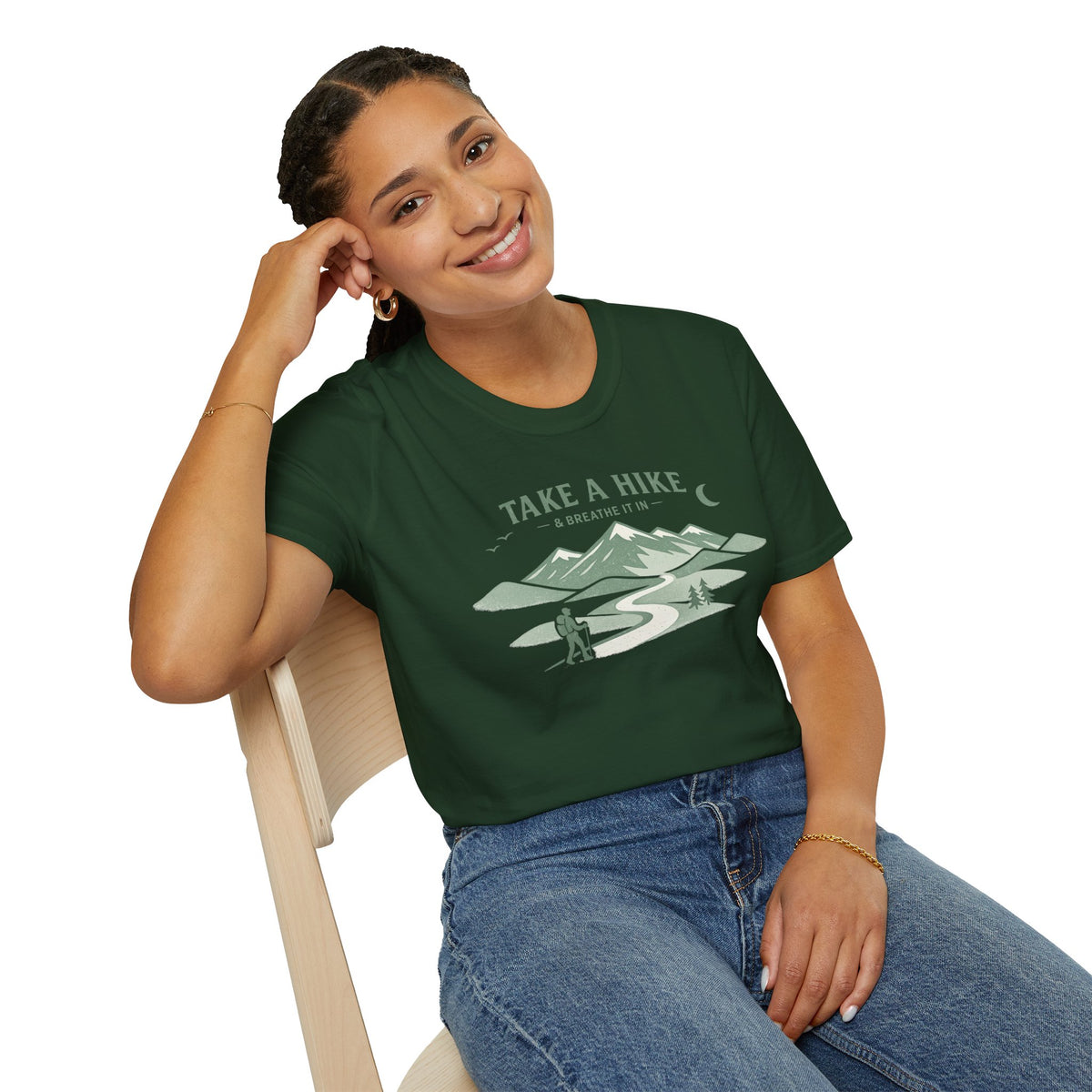 "Take A Hike & Breathe It In" Outdoor Hiking Graphic Tee