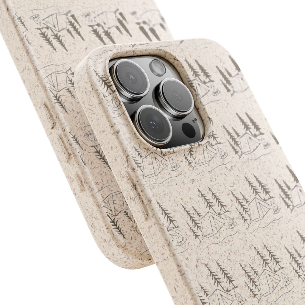 Biodegradable Phone Case — Eco-Friendly Forest Sketch Pattern