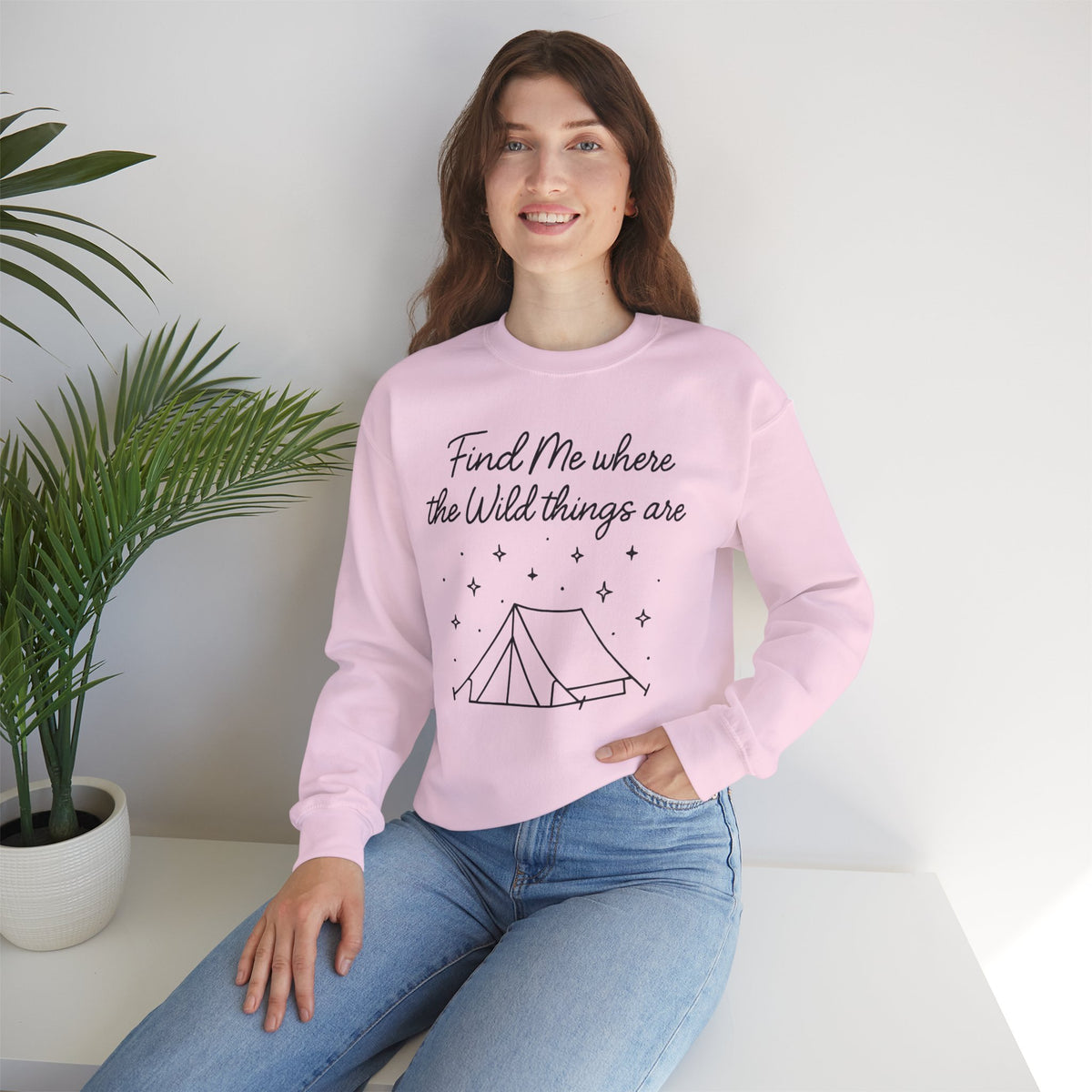 "Find Me Where the Wild Things Are" Tent Camping Starry Sky Crewneck Sweatshirt