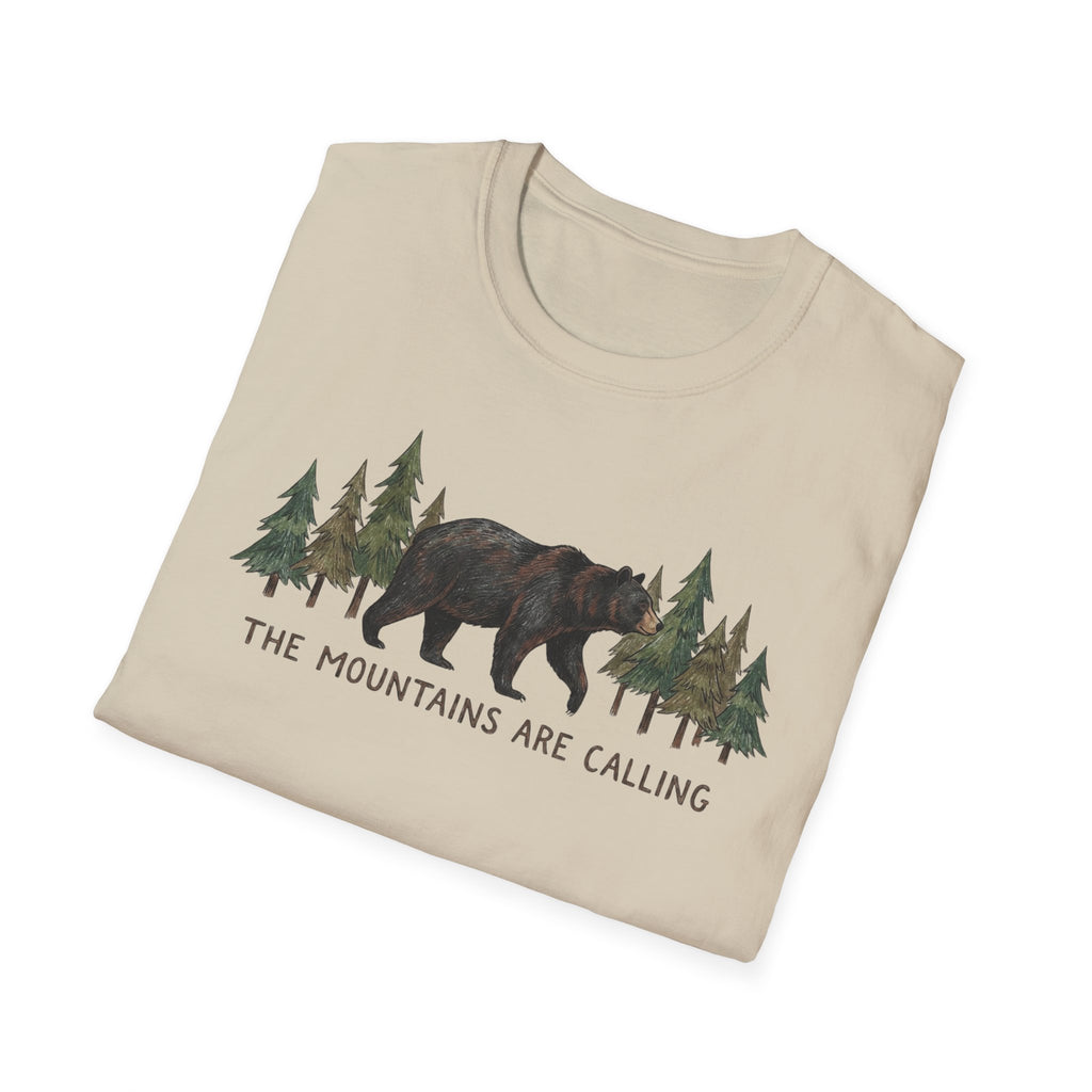 "The Mountains Are Calling" Bear and Pines T-Shirt — Outdoor Graphic Tee