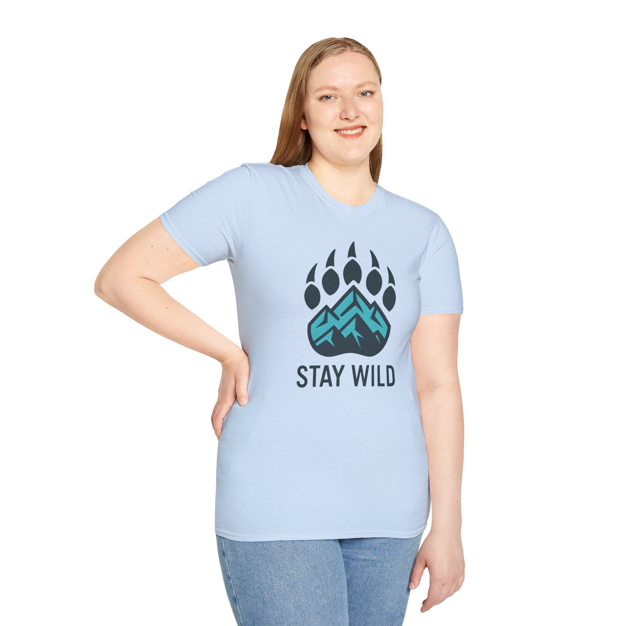 "Stay Wild" Bear Footprint Mountain Emblem T-Shirt