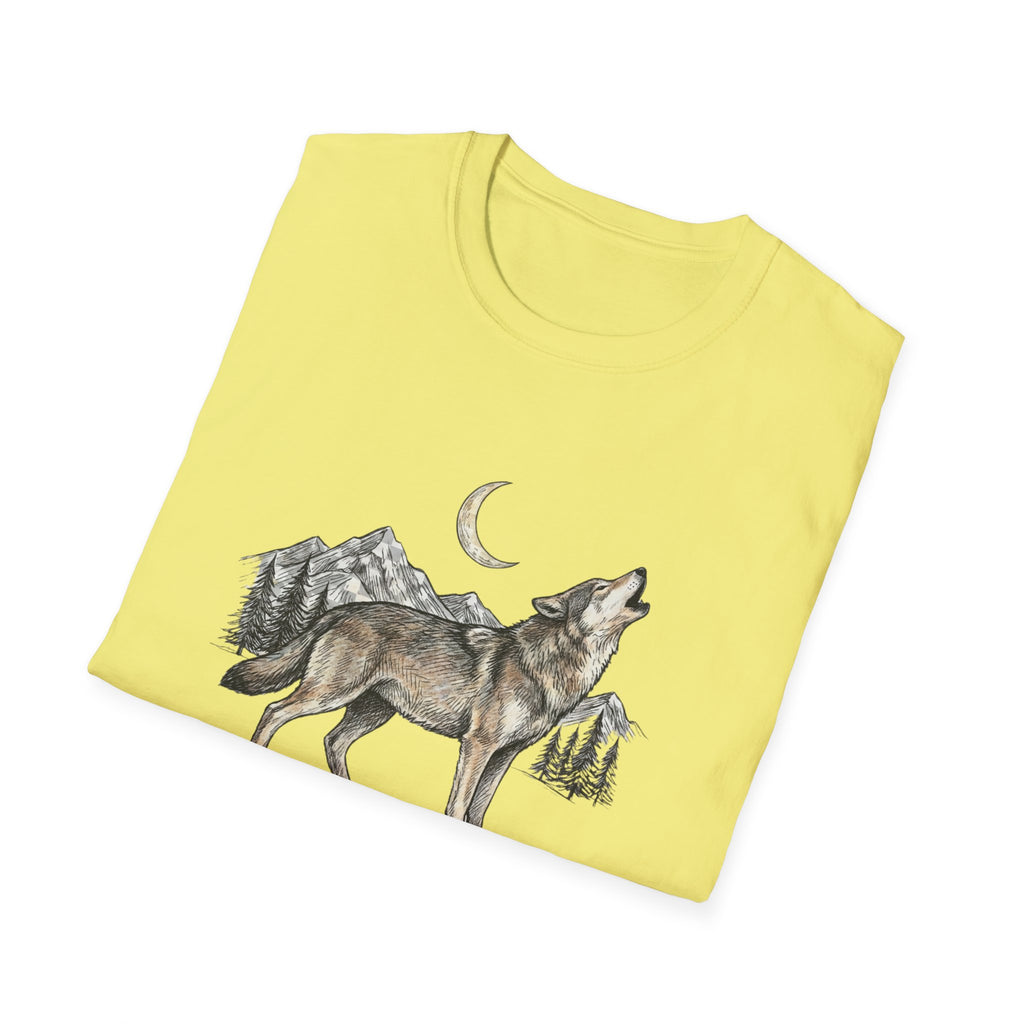 Wolf Howl T-Shirt — Moonlit Mountain Wildlife Tee