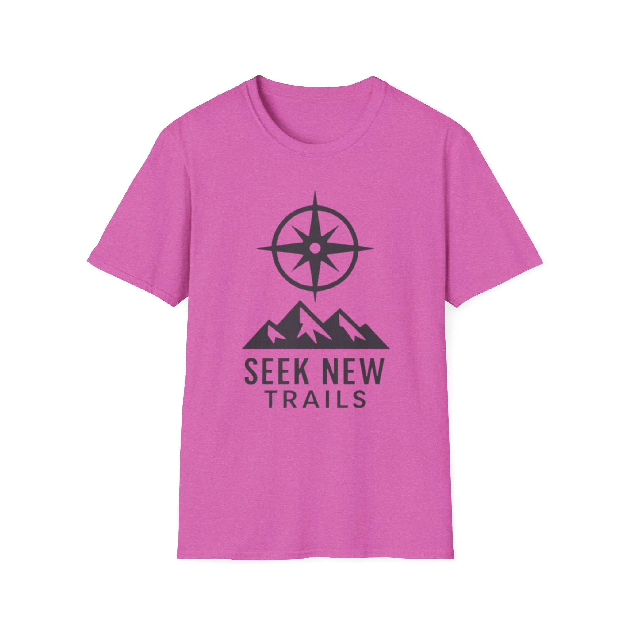 "Seek New Trails" Compass Over Mountains T-Shirt