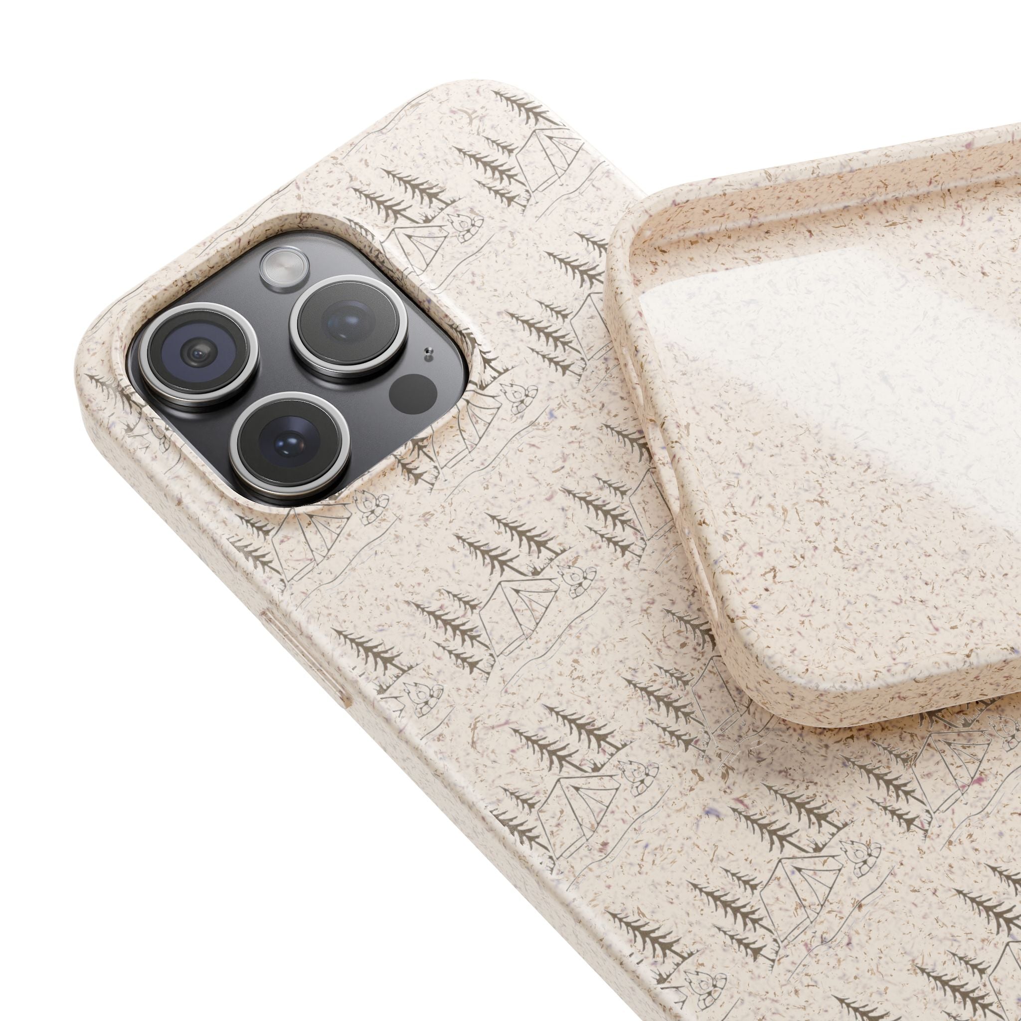 Biodegradable Phone Case — Eco-Friendly Forest Sketch Pattern