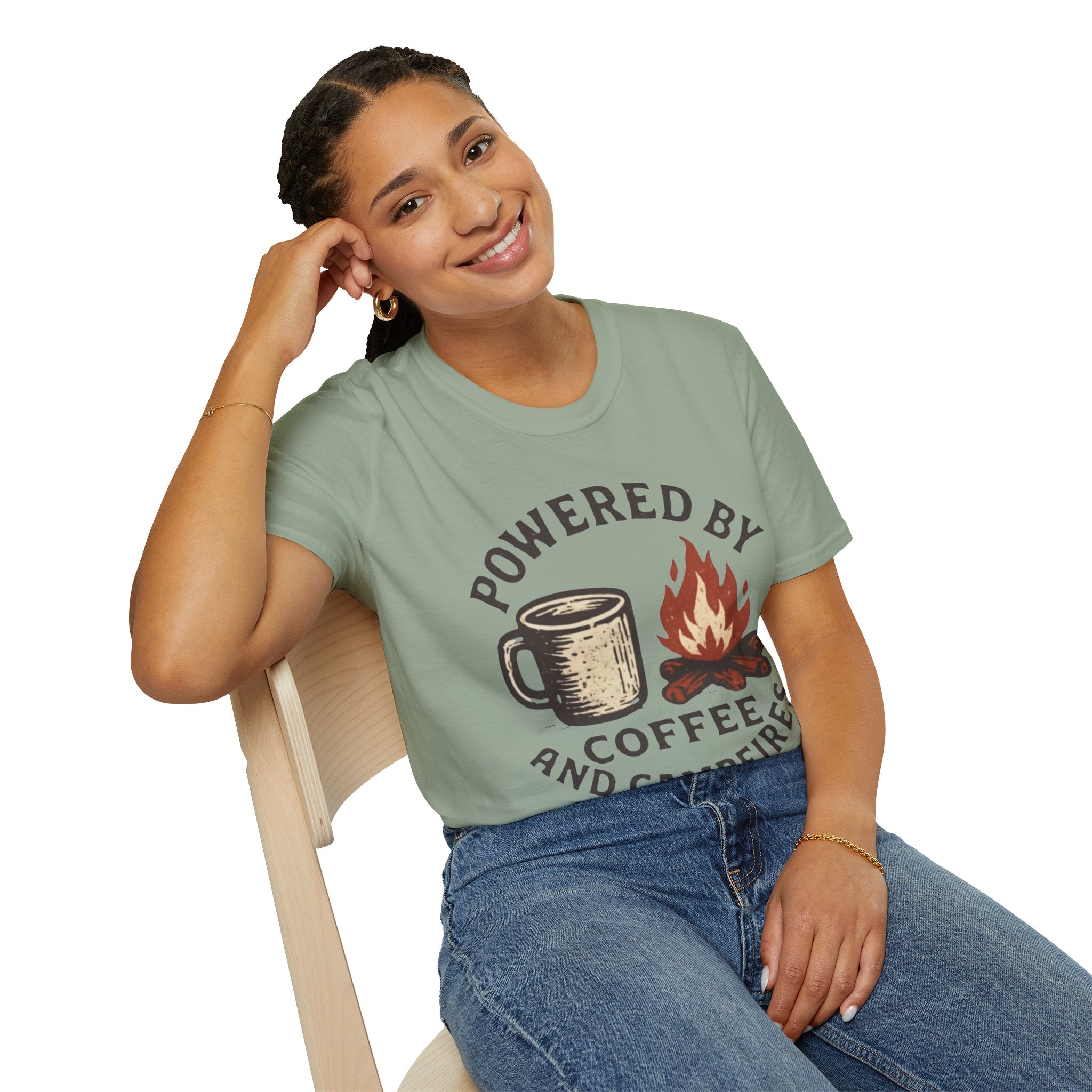 Powered By Coffee And Campfires Vintage Camping T-Shirt