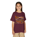 Youth T-Shirt — Autumn Lakeside Dock & Canoe Kids Tee