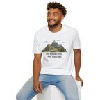 Campground Scenic T-Shirt — Minimalist Tent & Campfire Graphic