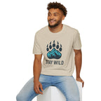 "Stay Wild" Bear Footprint Mountain Emblem T-Shirt