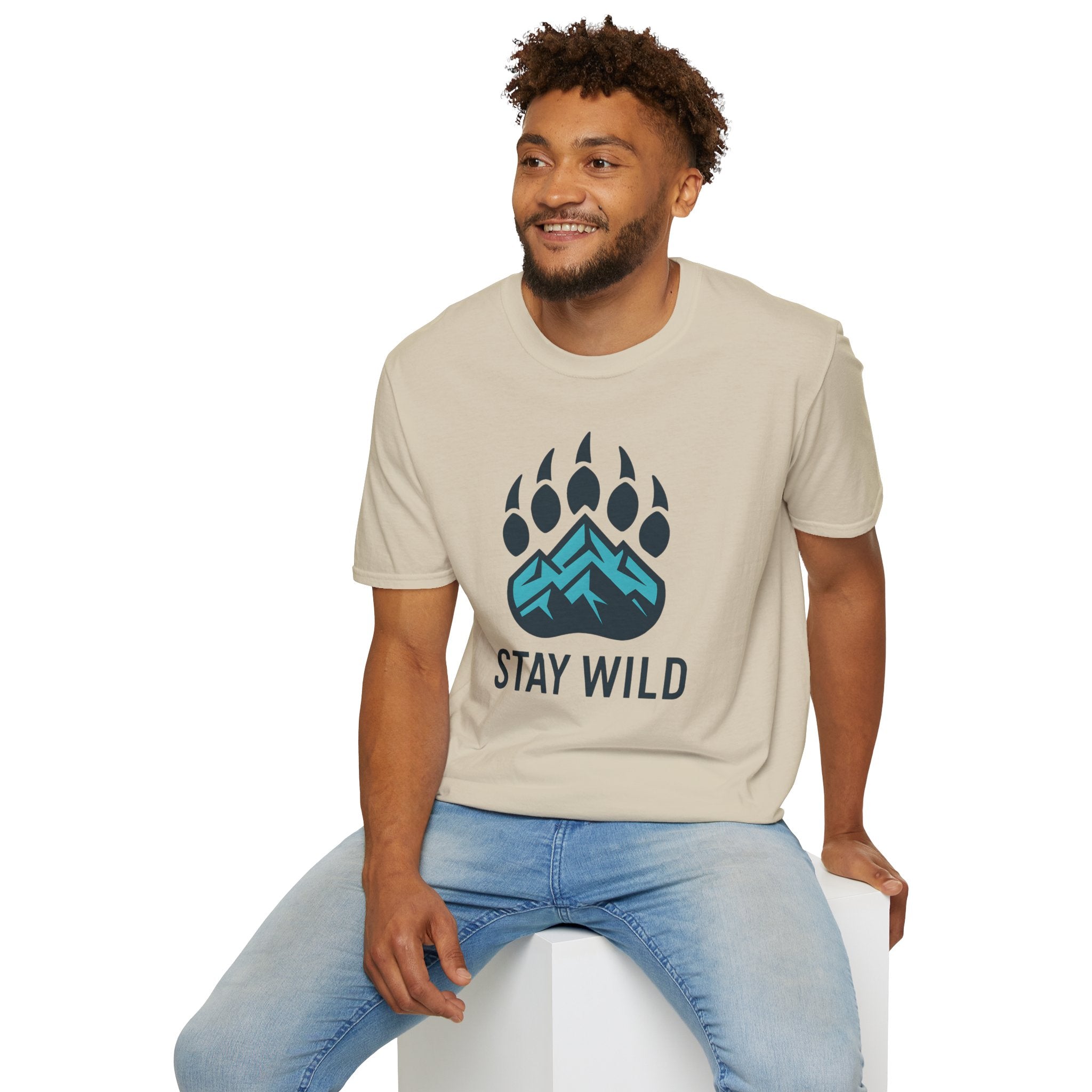"Stay Wild" Bear Footprint Mountain Emblem T-Shirt