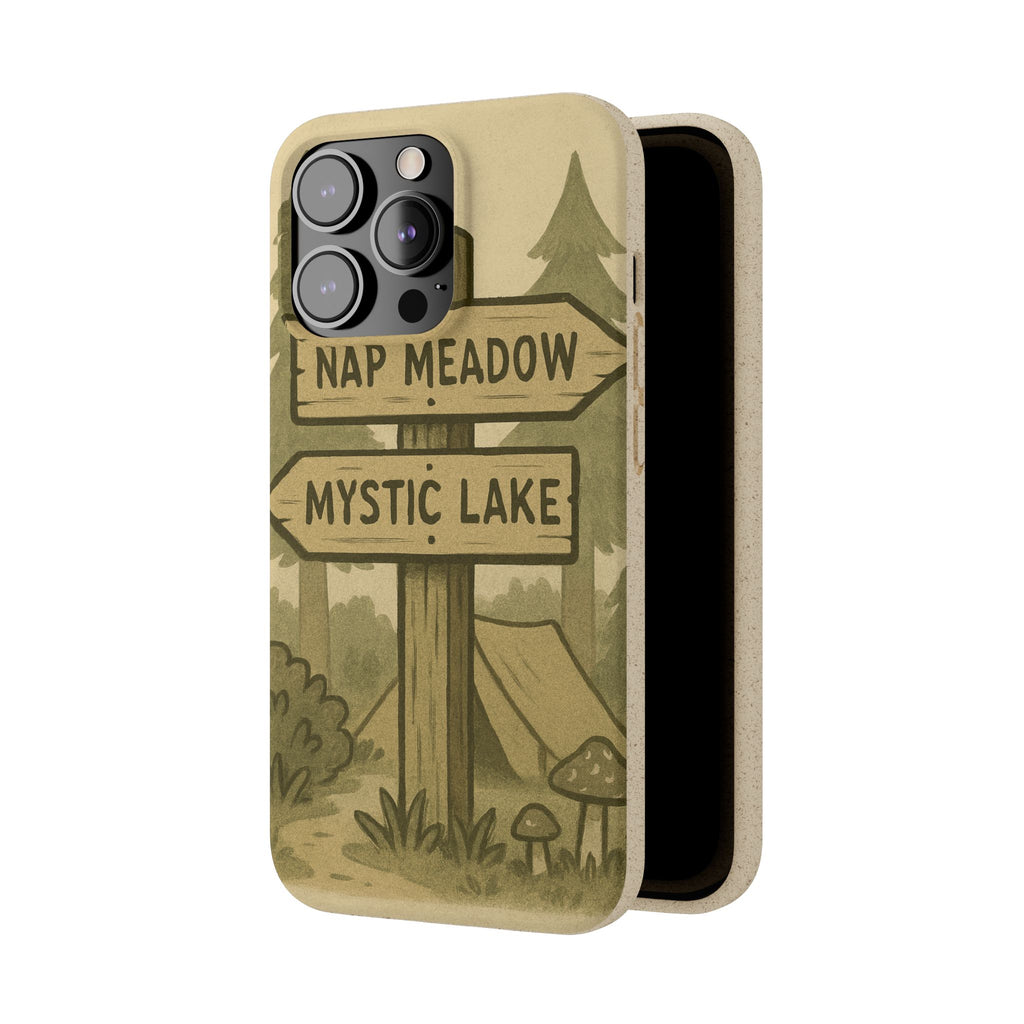 Biodegradable Phone Case — 'Nap Meadow' Mystic Lake Camping Design
