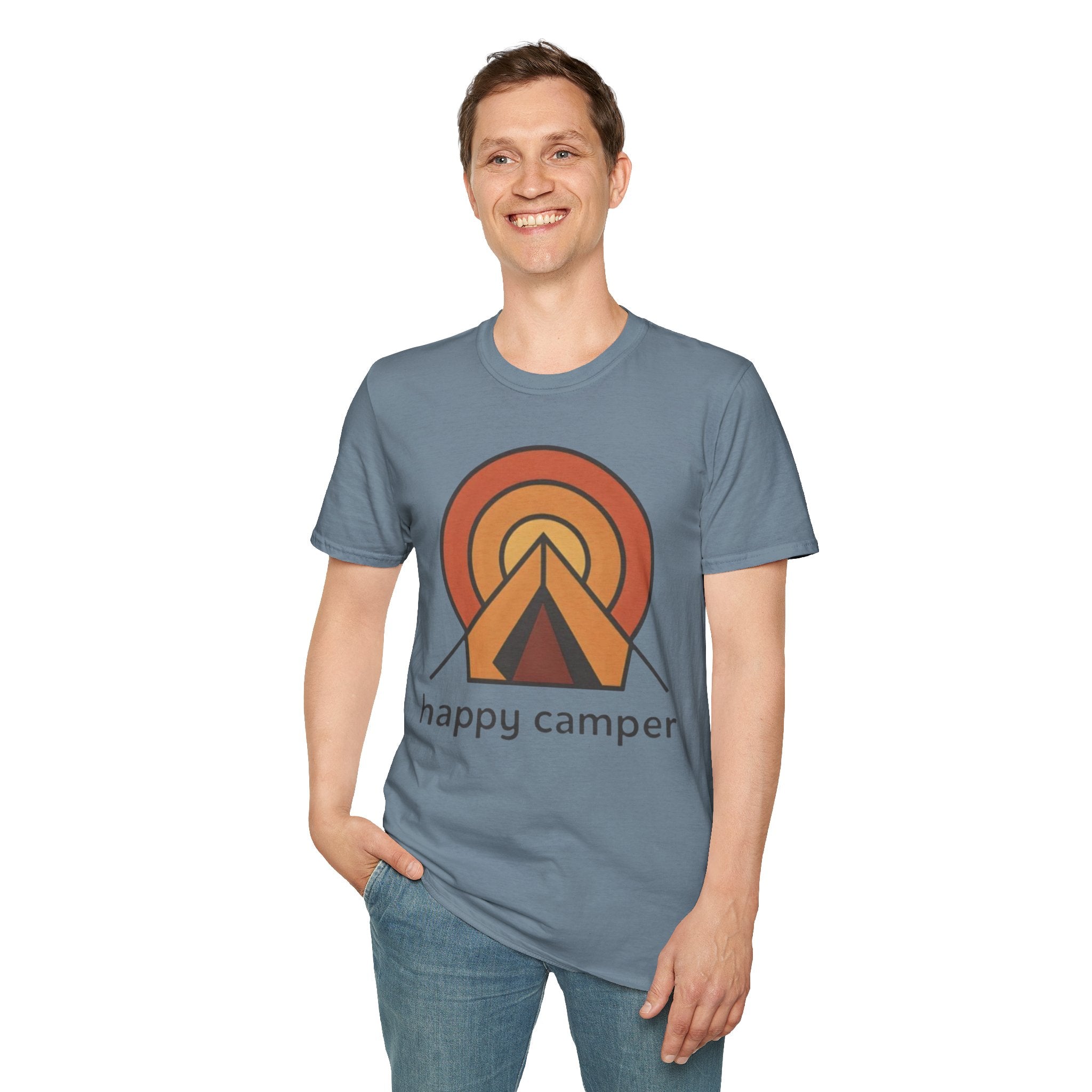 Happy Camper Retro Sunset Camping T-Shirt