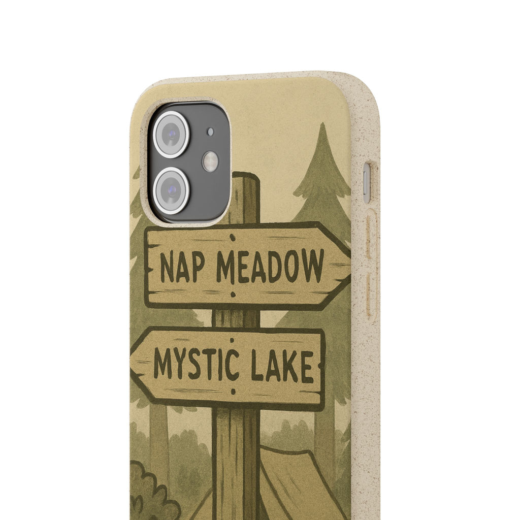 Biodegradable Phone Case — 'Nap Meadow' Mystic Lake Camping Design