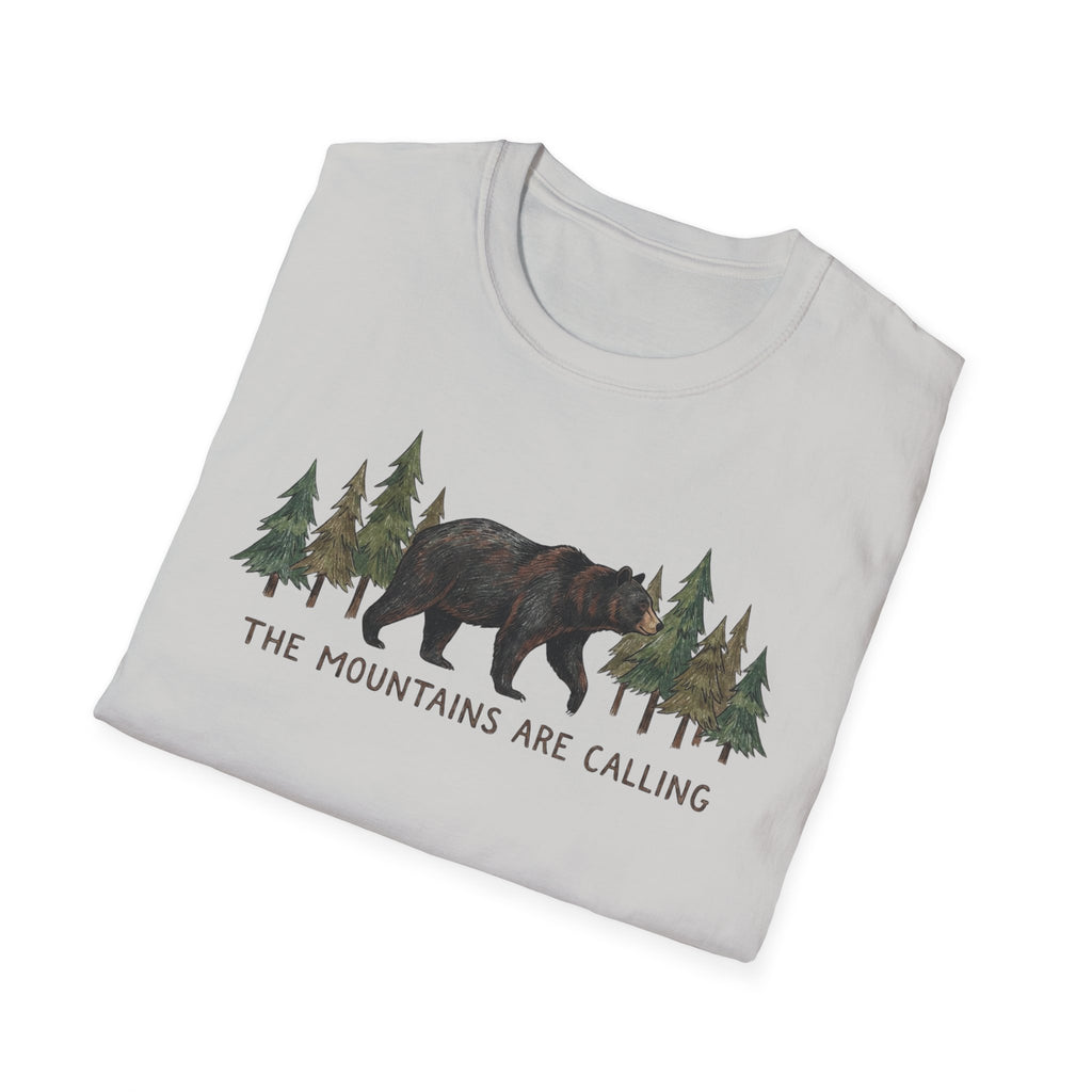 "The Mountains Are Calling" Bear and Pines T-Shirt — Outdoor Graphic Tee