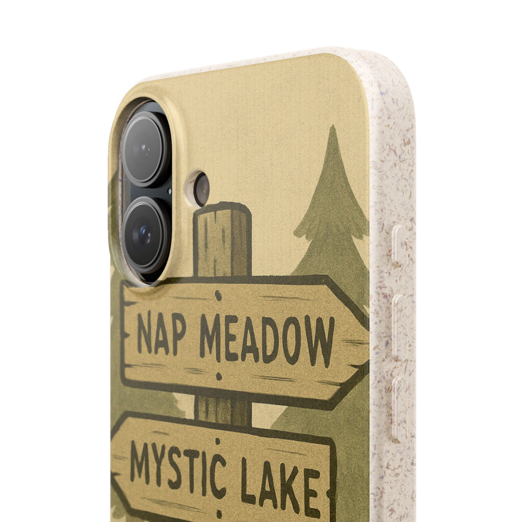Biodegradable Phone Case — 'Nap Meadow' Mystic Lake Camping Design