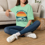 "The Lake Is My Happy Place" Canoe On The Lake At Sunset T-Shirt