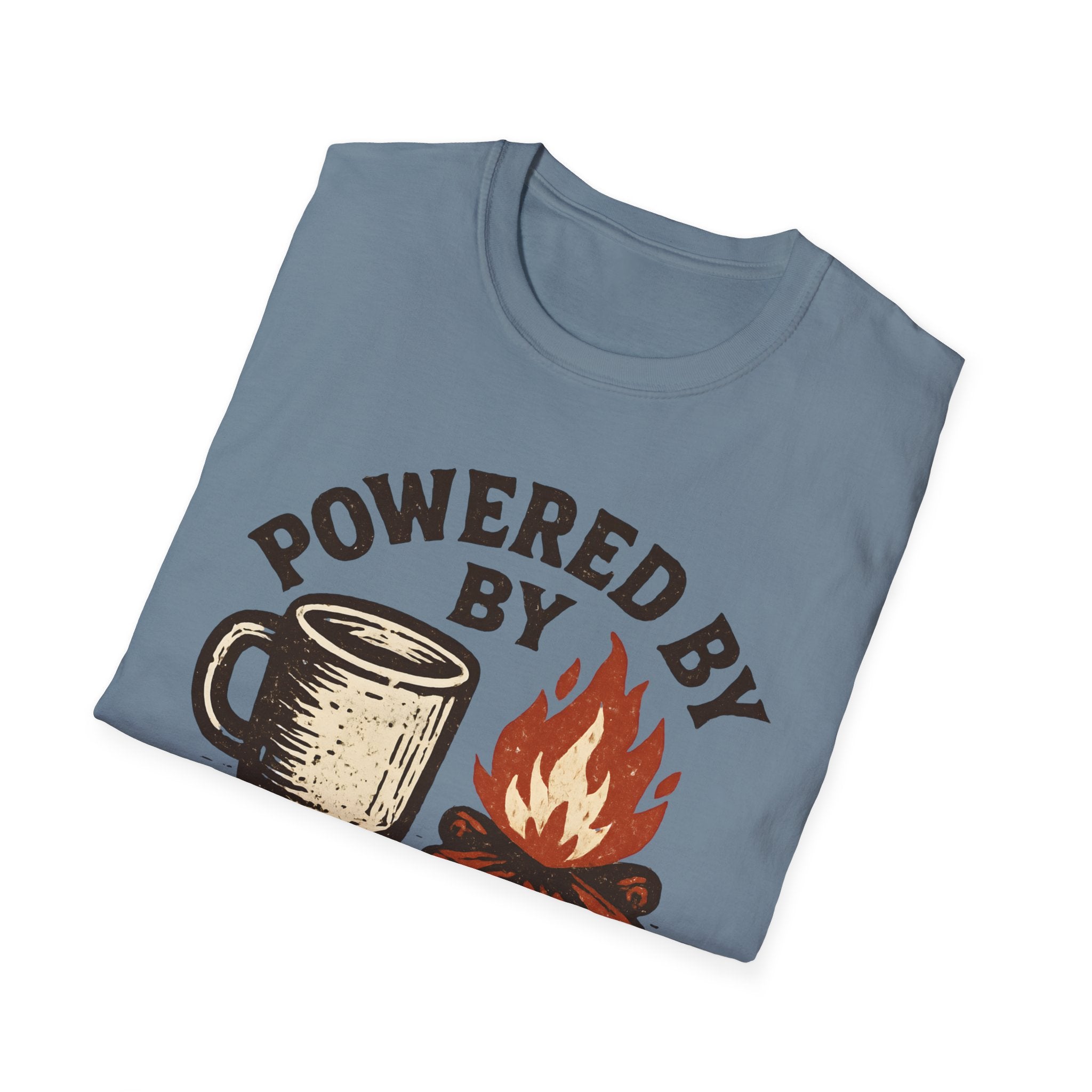Powered By Coffee And Campfires Vintage Camping T-Shirt