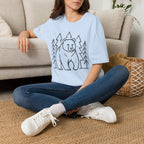 Bear & Pines T-Shirt — Minimal Line Drawing Woodland Tee