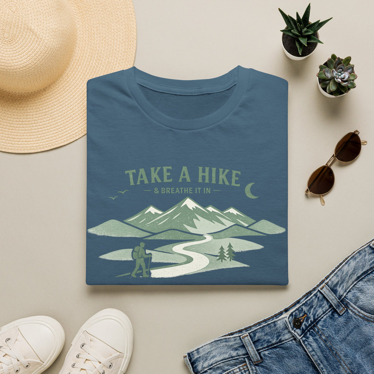 "Take A Hike & Breathe It In" Outdoor Hiking Graphic Tee