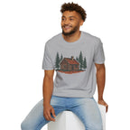 Vintage Cozy Cabin T-Shirt — Faded Pine Tree Cabin Tee